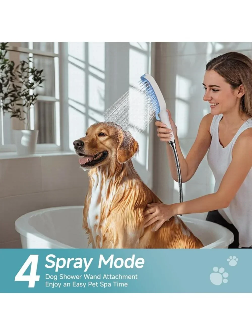 Adjustable Dog Shower Attachment - 4 Settings for Easy Bathing & Grooming